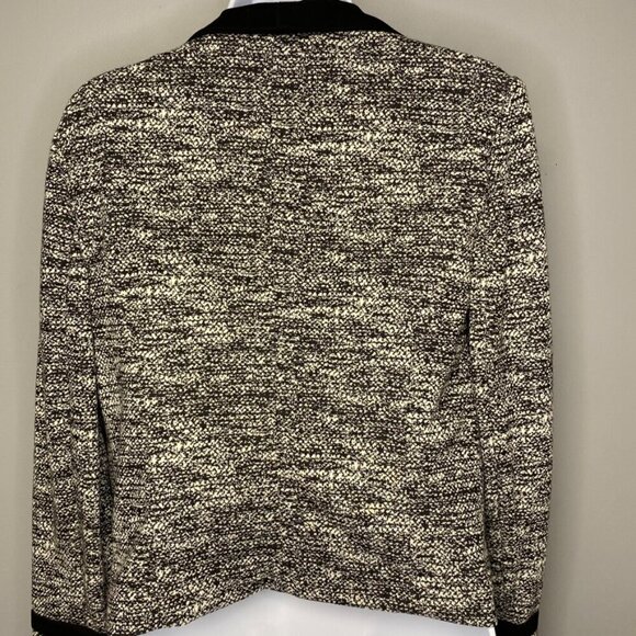 NWOT Calvin Klein Black and White Knit Open Front Women's Blazer Size 6 - Picture 2 of 5